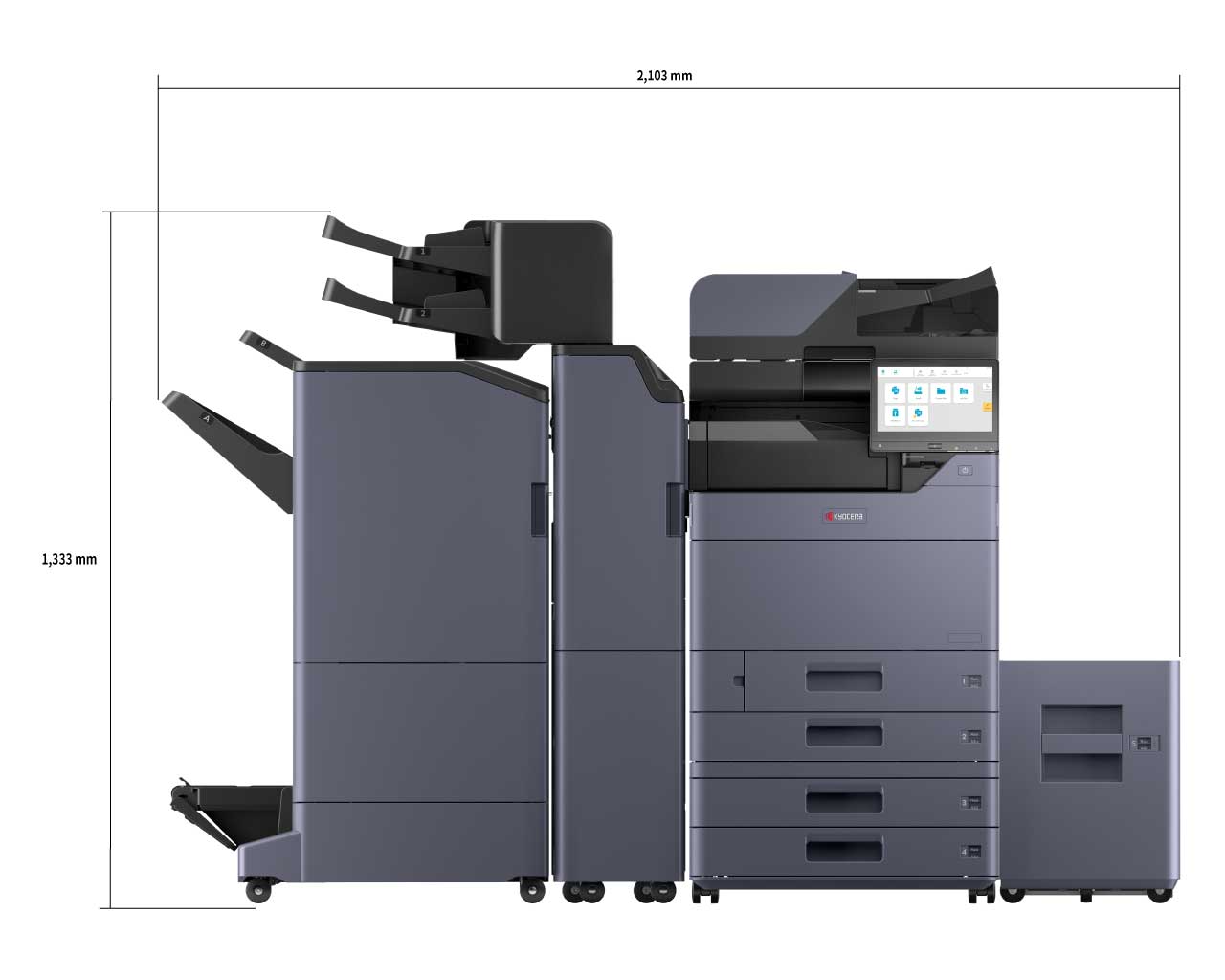 Main Body + Document Processor + Double Paper Feeder + Document Tray + 4,000 Sheet Finisher + Inserter