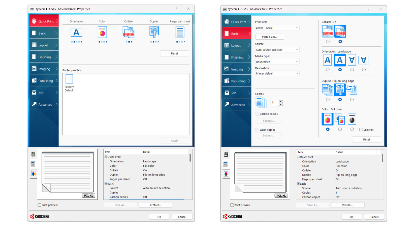 User-friendly and intuitive printer driver