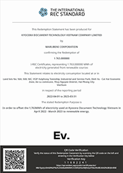 Environmental value certificates for Vietnam Plant(I-REC)