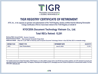 Environmental value certificates for Vietnam Plant(TIGR)