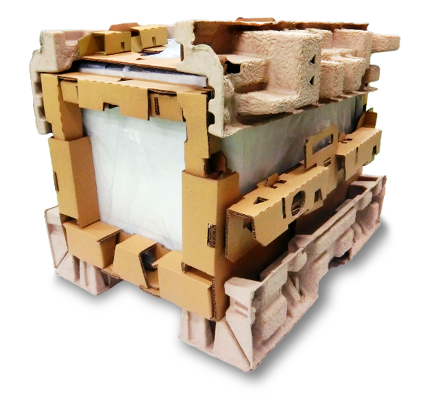 カラーA4プリンターの製品包装「繰返し緩衝性を向上させた紙製包装」