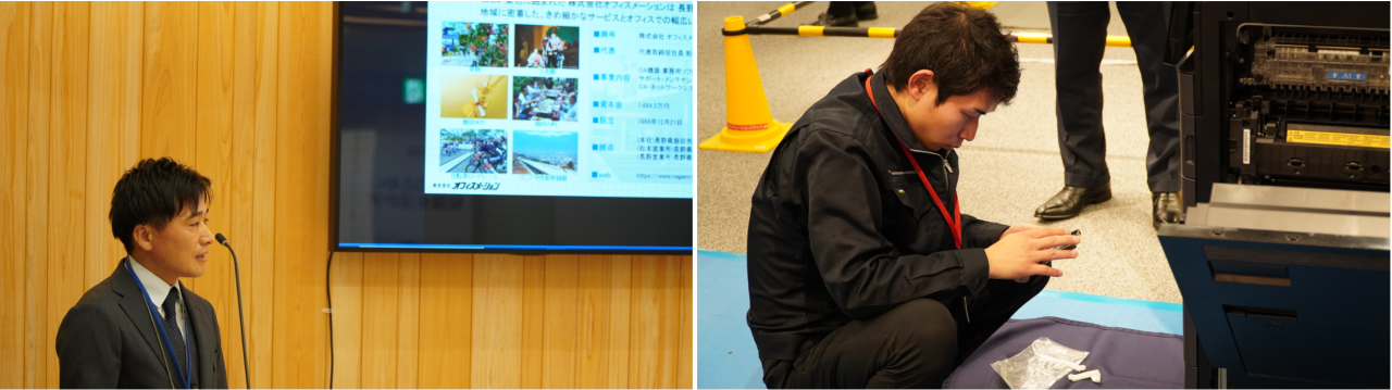 （左）セールス部門の競技の様子、（右）カスタマーエンジニア部門の競技の様子