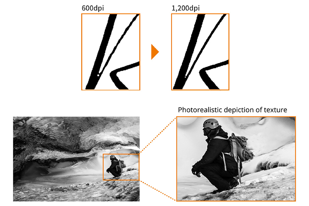 Super-Resolution Printing: Output with higher resolution than original data