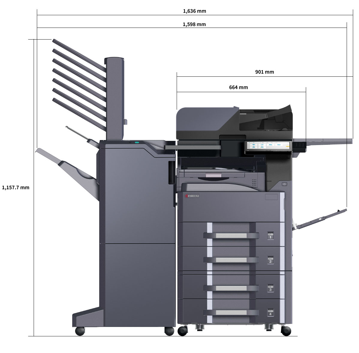 Main Body + Document Processor + Double Paper Feeder + 3000-Sheet Finisher + Mailbox + Numeric Keypad