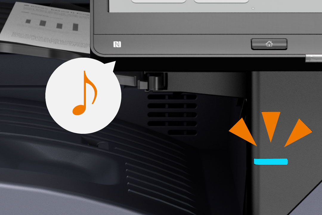 Notification of fax reception with light and sound