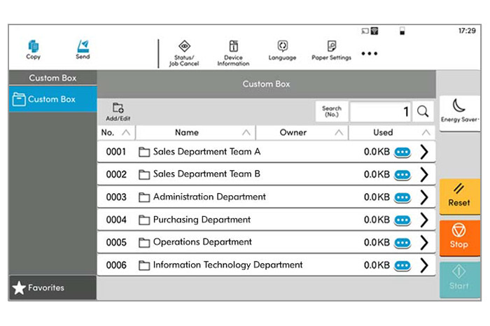 Print and send data from the user box