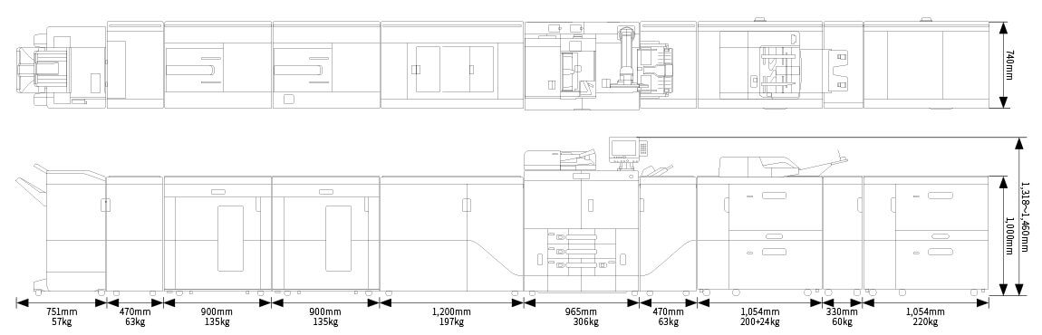 Main body + paper feed/paper output option