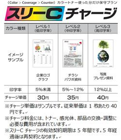 カラー印字率に応じて課金する保守プラン「スリーCチャージ」