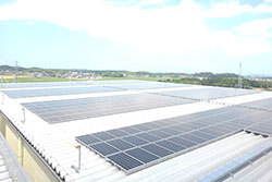屋上に設置された太陽光発電システム