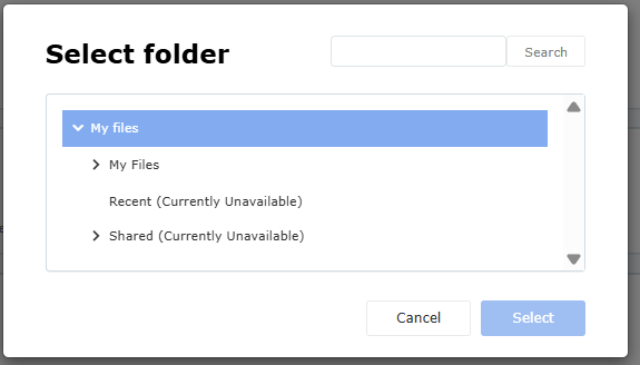 Folder selection in Kyocera Cloud Print and Scan server