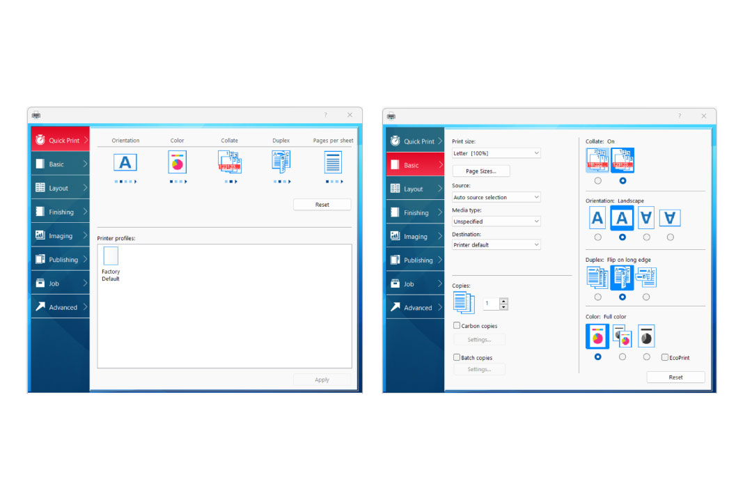 User-friendly and intuitive printer driver.